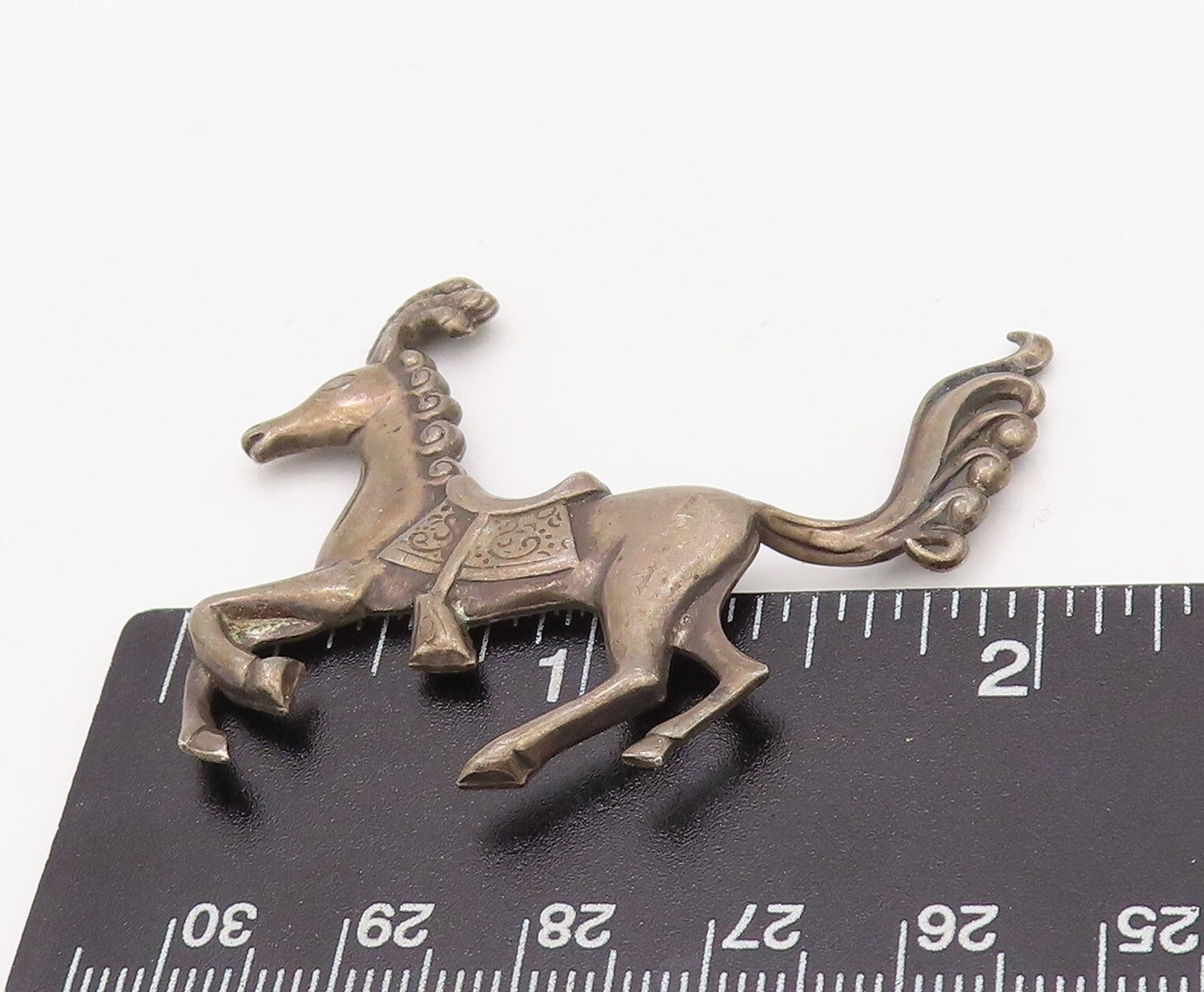 925 Sterling Silver Vintage Brooch Pin LANG 3D Cutout Running Horse  BP11201
