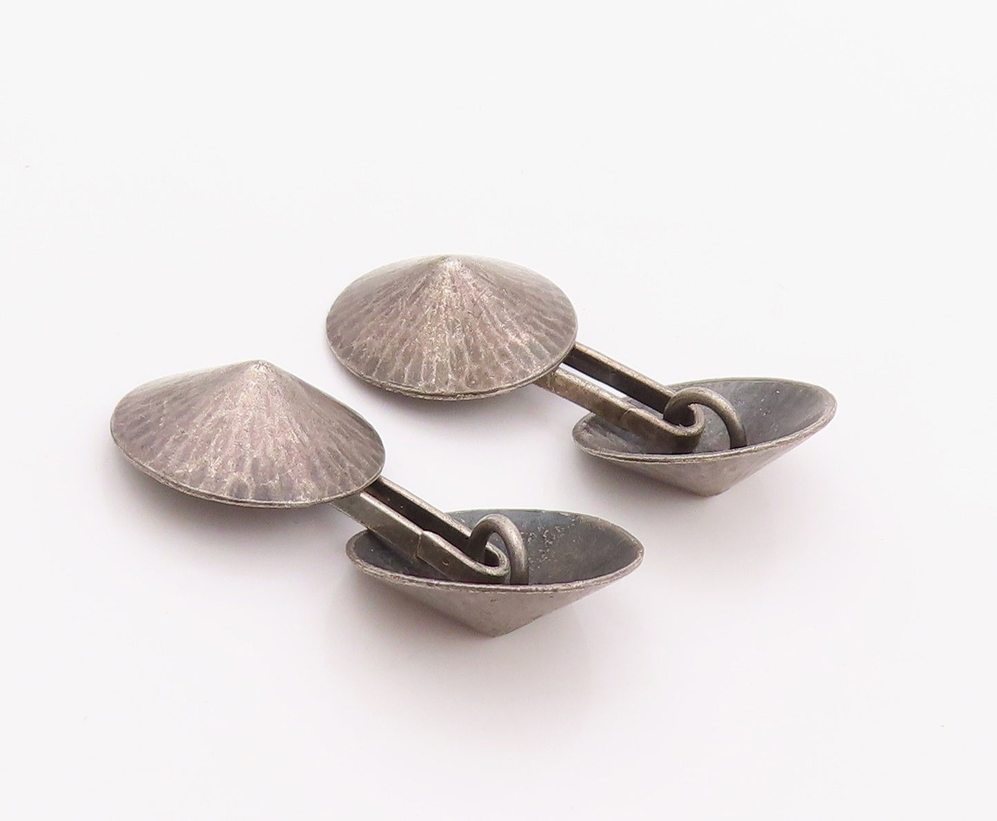 925 Sterling Silver Vintage Cuff Links NORWAY Dark Tone Cone Shape Domes  TR3946