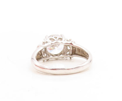 925 Sterling Silver Vintage Ring Round Cut CZ Inlay  Sz 7  RG31487