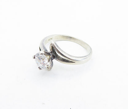 SETA 925 Sterling Silver  Vintage Cubic Zirconia Solitaire Ring Sz 9.5  RG6082
