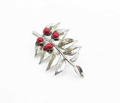 925 Sterling Silver  Vintage Enamel Coated Floral Leaf Vine Trinket  TR1251