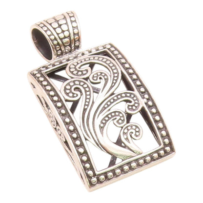 SILPADA 925 Silver  Vintage Shiny Swirl Square Bordered Pendant  PT19566