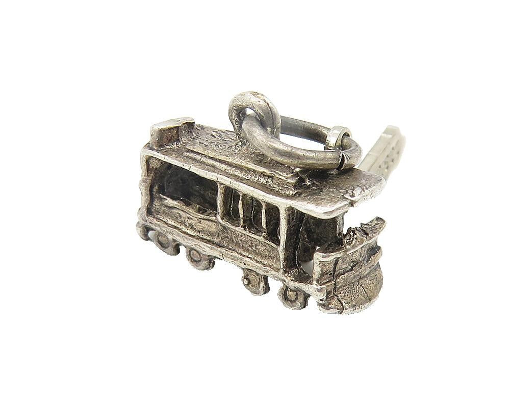 925 Sterling Silver  Vintage Petite San Francisco Trolley Car Pendant  PT9055
