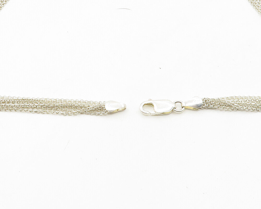 925 Silver & 14K GOLD  Vintage Love Heart Multi Strand Chain Necklace  NE3048
