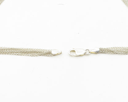 925 Silver & 14K GOLD  Vintage Love Heart Multi Strand Chain Necklace  NE3048