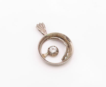 EUROPEAN 925 Sterling Silver  Vintage Topaz Open Circle Pendant  PT19561