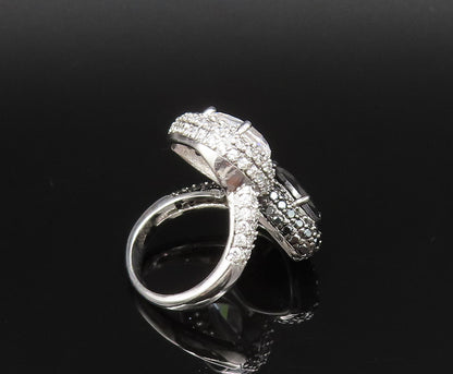 925 Silver  Vintage Sparkly Cubic Zirconia & Spinel Bypass Ring Sz 7  RG25794