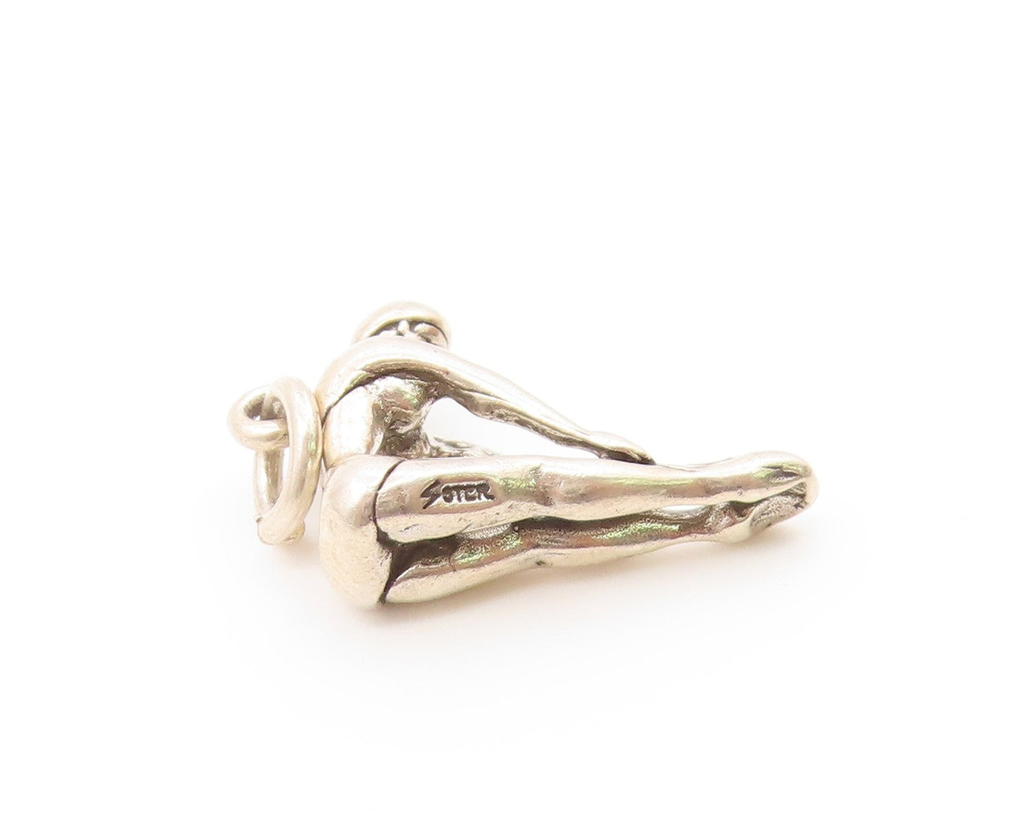925 Sterling Silver  Vintage Petite Shiny Gymnast Athlete Pendant  PT19019