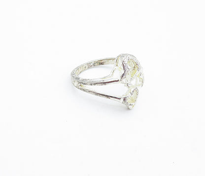 925 Sterling Silver  Vintage Graduated Open Love Hearts Band Ring Sz 8  RG3715