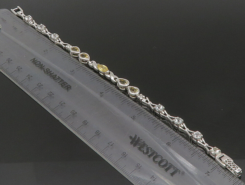 925 Sterling Silver  Faceted Citrine & Topaz Tennis Bracelet  BT1162