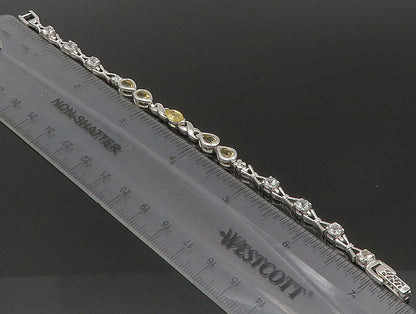 925 Sterling Silver  Faceted Citrine & Topaz Tennis Bracelet  BT1162