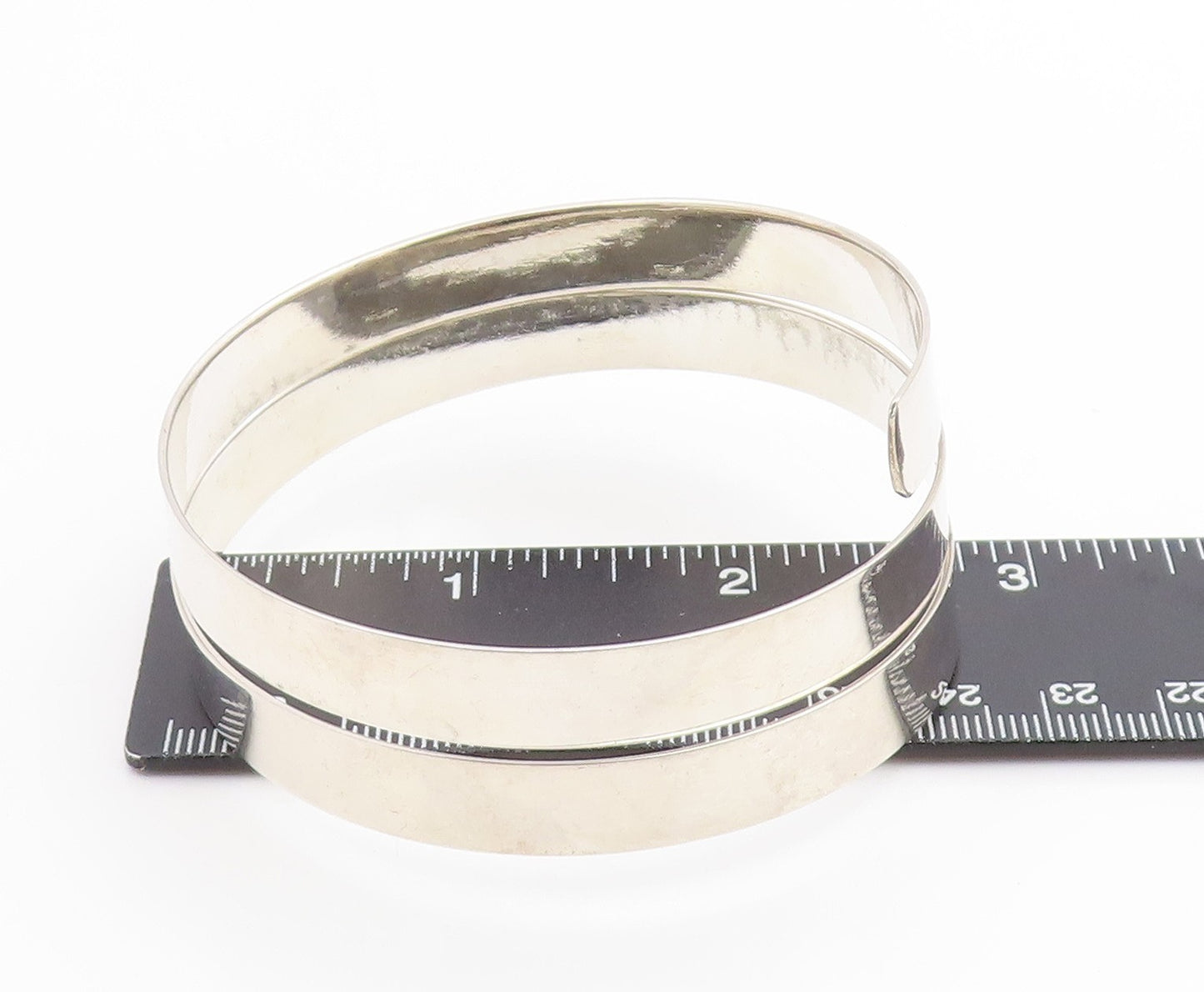 925 Sterling Silver Vintage Bracelet Modernist Spiral Coil Wrap Bangle  BT12028