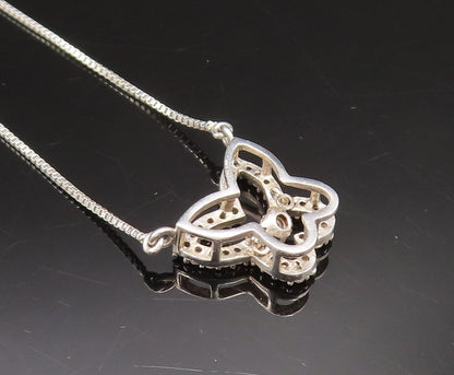 925 Silver  Vintage Dainty Genuine Diamonds Butterfly Cutout Necklace  NE3997