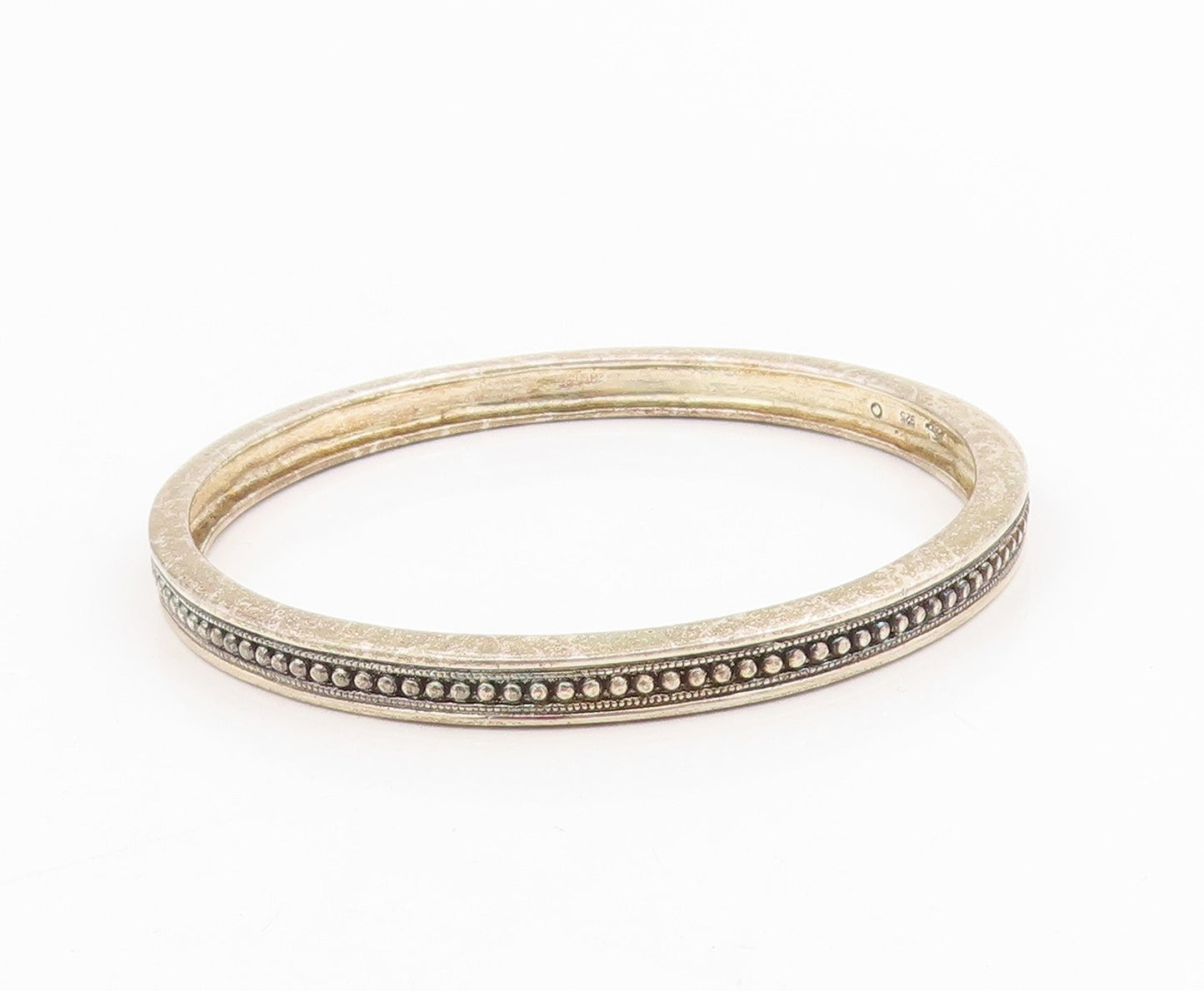 925 Sterling Silver Vintage Bracelet JUDITH JACK Solid Dotted Bangle  BT11584