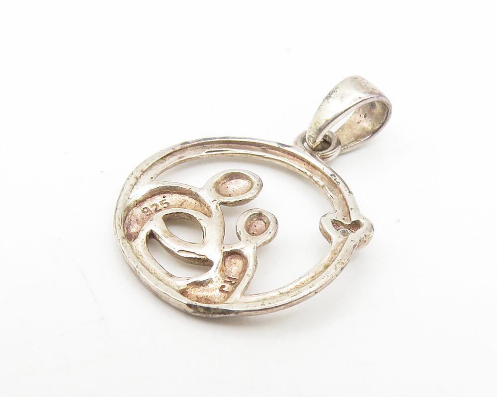 925 Sterling Silver  Vintage Petite Modernist Mom & Baby Drop Pendant  PT9239