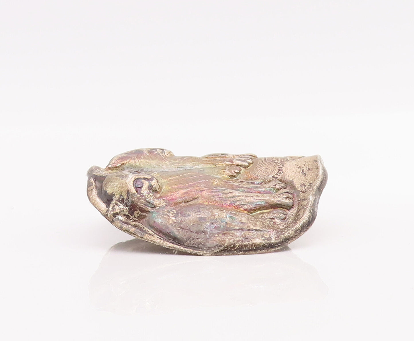 925 Sterling Silver Vintage Brooch Pin Solid Carved Lion Family  BP11037