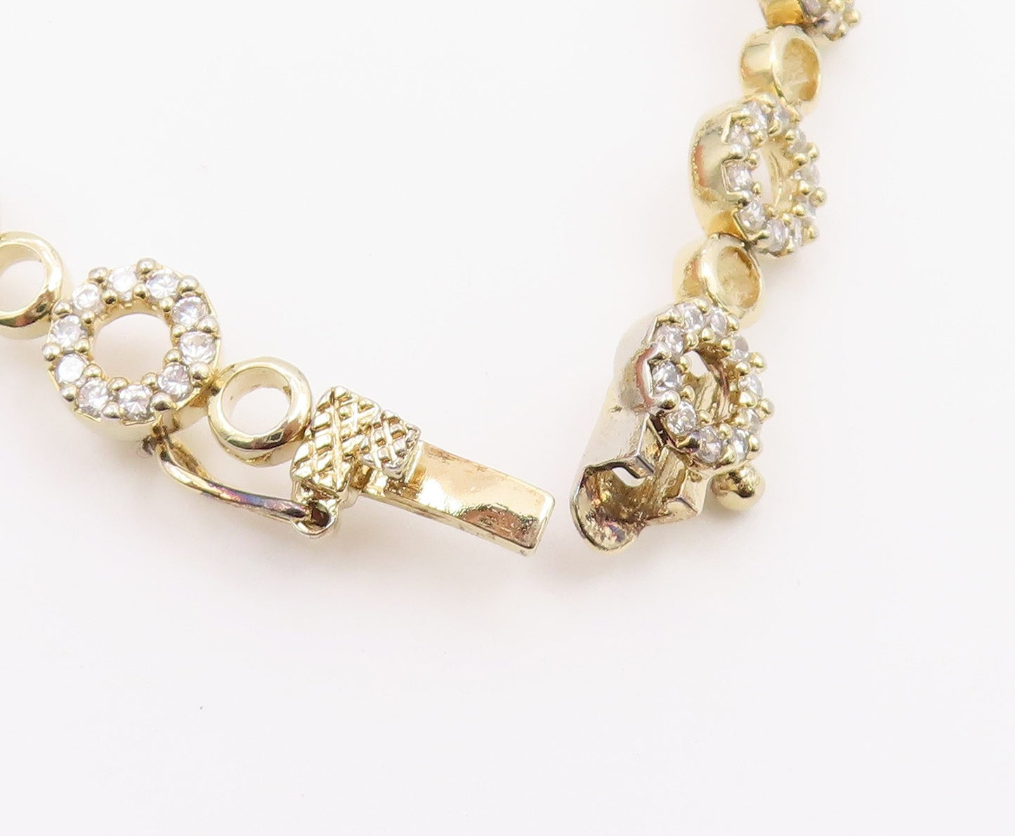 925 Sterling Silver  Shiny Topaz Open Circle Gold Plated Chain Bracelet BT8270