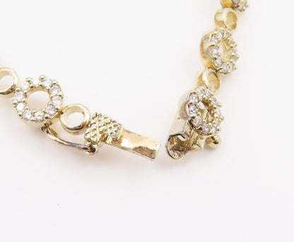 925 Sterling Silver  Shiny Topaz Open Circle Gold Plated Chain Bracelet BT8270