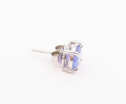925 Sterling Silver Vintage Earrings Classic Oval Cut Tanzanite Studs  EG14442
