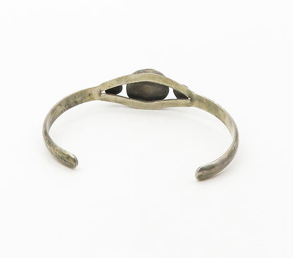 NAVAJO 925 Sterling Silver  Vintage Turquoise Dark Tone Cuff Bracelet  BT6533