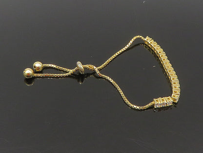 Gold Over 925 Silver  Cubic Zirconia Adjustable Child Box Chain Bracelet BT1101