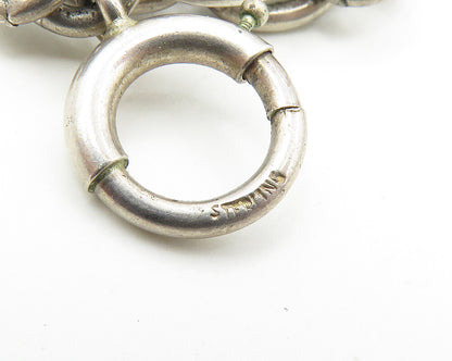 925 Sterling Silver  Vintage Smooth Oval Cluster Link Chain Necklace  NE2904