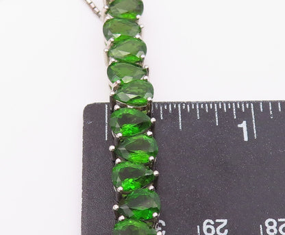 925 Sterling Silver  Shiny Tear Drop Green Topaz Chain Bracelet  BT5910