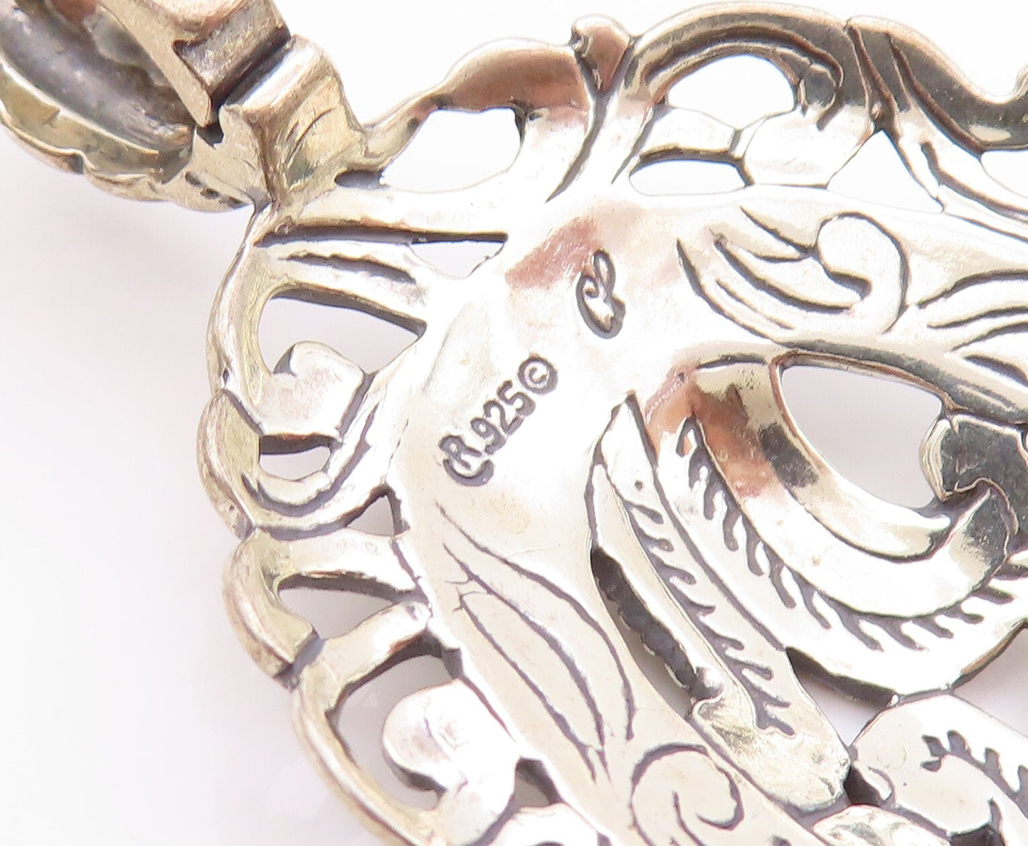 925 Sterling Silver Vintage Pendant CAROLYN POLLACK Floral Design Cutout PT23939