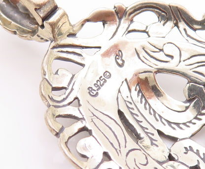 925 Sterling Silver Vintage Pendant CAROLYN POLLACK Floral Design Cutout PT23939