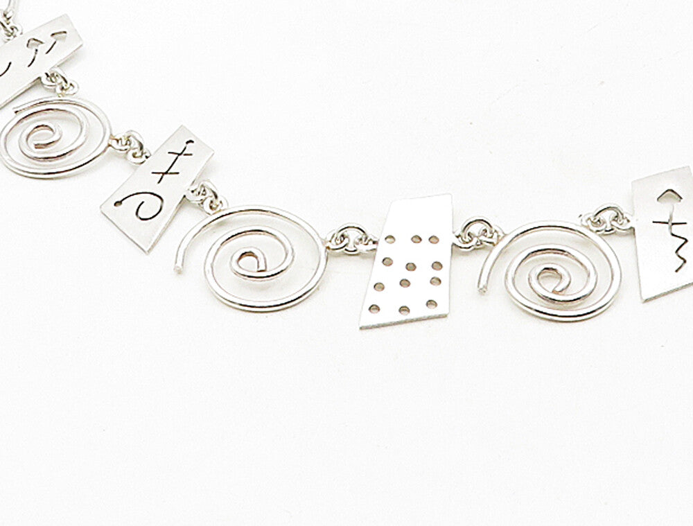 MEXICO 925 Sterling Silver  Shiny Arrow Cutout Spiral Chain Necklace  NE1798