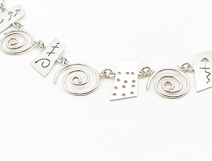 MEXICO 925 Sterling Silver  Shiny Arrow Cutout Spiral Chain Necklace  NE1798