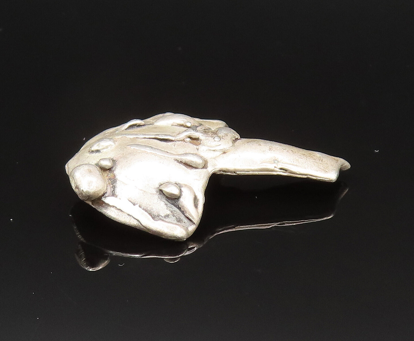 J. COOPER 925 Silver  Vintage Carved Modernist Rare Mushroom Pendant  PT21184