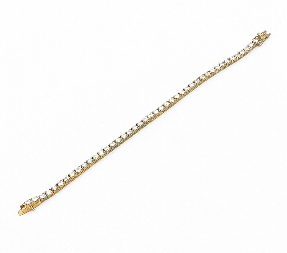 925 Sterling Silver  Shiny Round Cut Cubic Zirconia Tennis Bracelet  BT6209