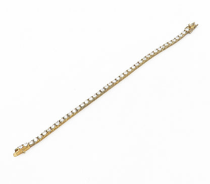 925 Sterling Silver  Shiny Round Cut Cubic Zirconia Tennis Bracelet  BT6209