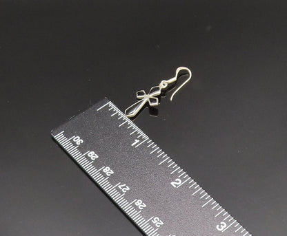 925 Sterling Silver  Vintage Black Onyx Religious Cross Earrings  EG11809