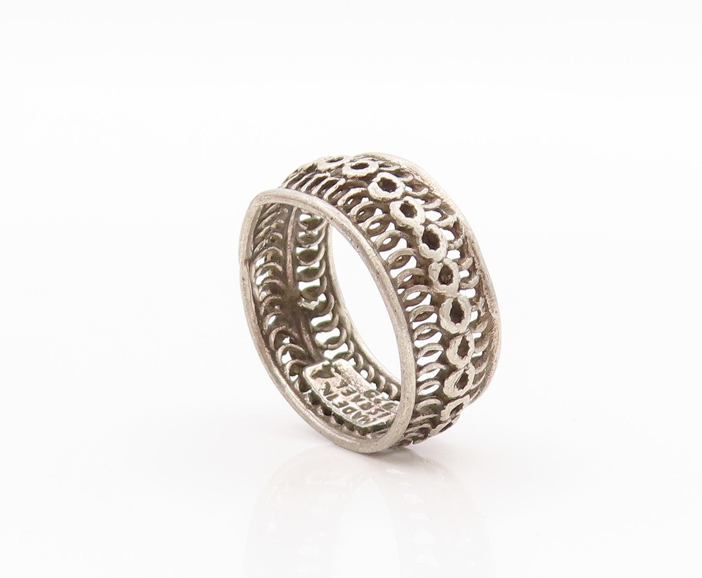 925 Sterling Silver Vintage Ring ISRAEL Dark Tone Designer Cutout  Sz 6  RG31805
