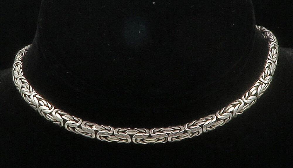 BALI 925 Sterling Silver  Vintage Shiny Byzantine Link Chain Necklace  NE2442