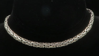 BALI 925 Sterling Silver  Vintage Shiny Byzantine Link Chain Necklace  NE2442