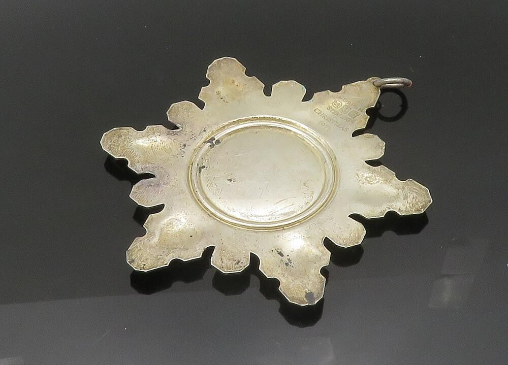 GORHAM 925 Silver  Vintage Antique Shiny Christmas Snowflake Pendant  PT16369