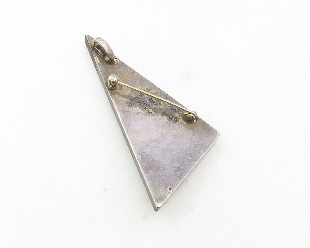 AC MEXICO 925 Silver  Vintage Cabochon Turquoise Modernist Brooch Pin  BP4510