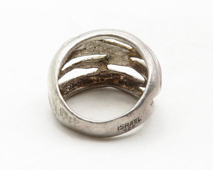 ISRAEL 925 Sterling Silver  Vintage Dark Tone Cutout Band Ring Sz 9.5  RG12875