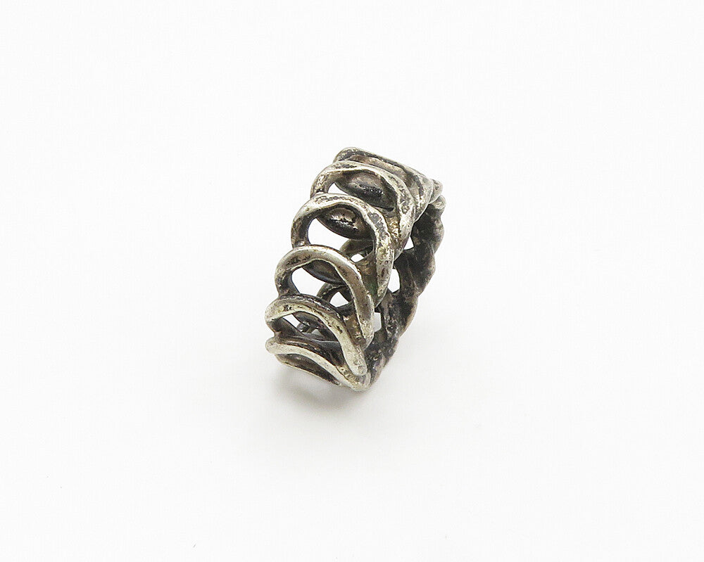 925 Sterling Silver  Vintage Dark Tone Round Link Band Ring Sz 6  RG18093