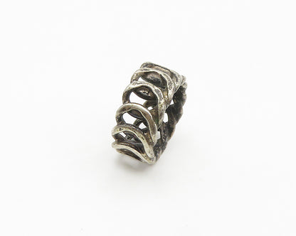 925 Sterling Silver  Vintage Dark Tone Round Link Band Ring Sz 6  RG18093