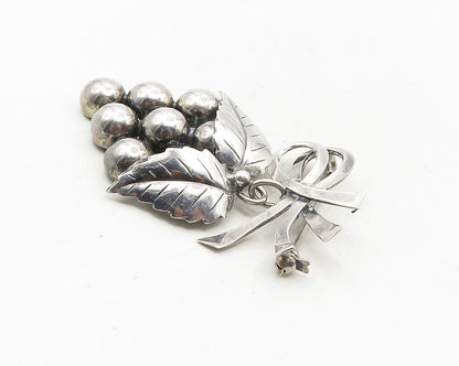 JOHN L DENMARK 925 Silver Vintage Shiny Floral Grape Bunch Brooch Pin BP3865