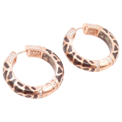 925 Sterling Silver Vintage Earrings Gold Plated CZ Leopard Spot Hoops  EG14522