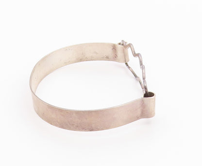 925 Sterling Silver  Vintage Shiny Smooth Wavy Hook Bangle Bracelet  BT8765