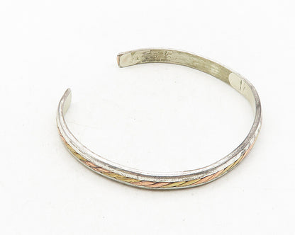 SERGIO LUB 925 Sterling Silver  Vintage Two Tone Twist Cuff Bracelet  BT4315