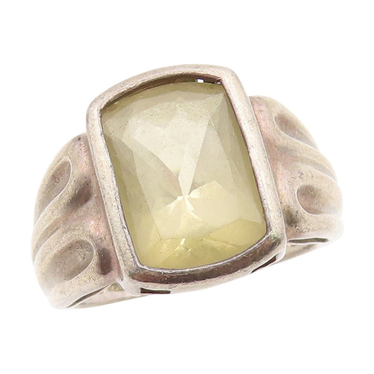 925 Sterling Silver Vintage Ring Citrine Geometric Wave Band  Sz 9.5  RG34889