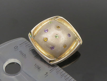 925 Silver  Vintage Amethyst Citrine & Peridot Non Pierce Earrings  EG11514