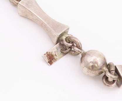 925 Sterling Silver Vintage Necklace MEXICO Solid Geometric Link HEAVY  NE4880